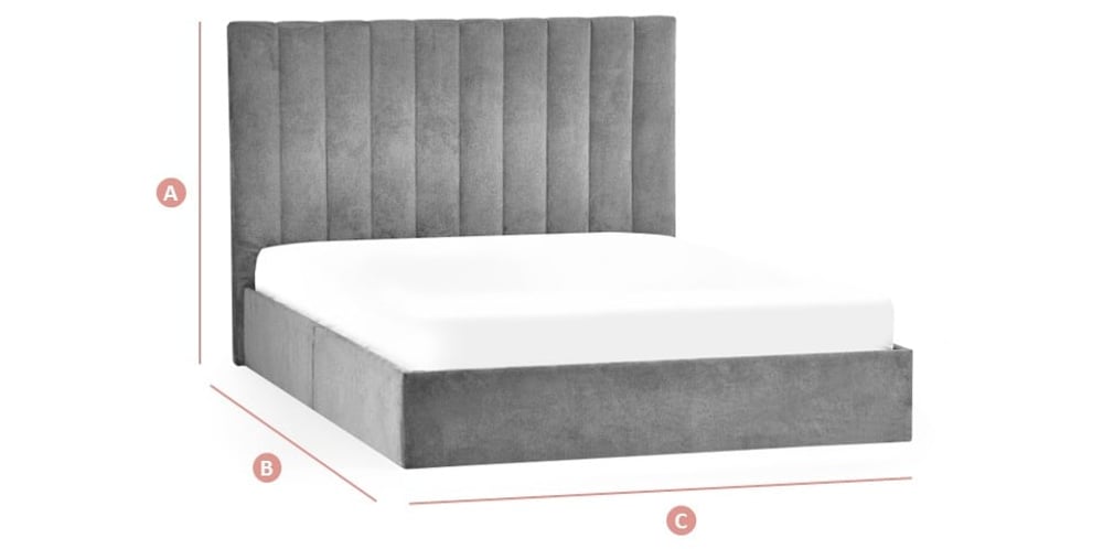 Happy Beds Eloise Chenille Fabric Bed Sketch Dimensions